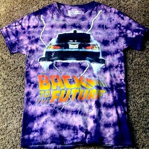 Medium sized purple back to the future shirt